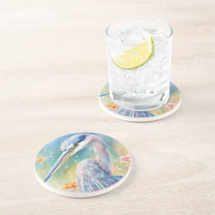 Rainbow Birds Blue Heron 2 Coaster