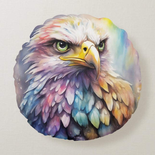 Rainbow Birds Eagle 2 Round Cushion (Front)