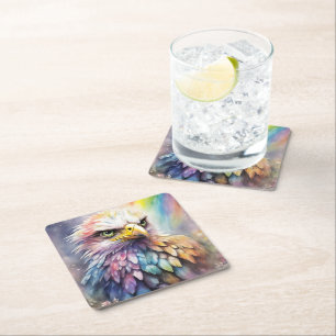 Rainbow Birds Eagle 2 Square Paper Coaster