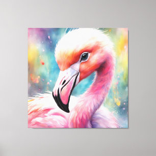Rainbow Birds Flamingo 2 Canvas Print