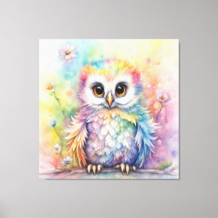 Rainbow Birds Owls 2 Canvas Print