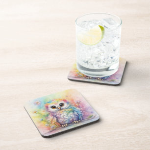 Rainbow Birds Owls 2 Coaster