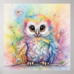 Rainbow Birds Owls 2 Poster