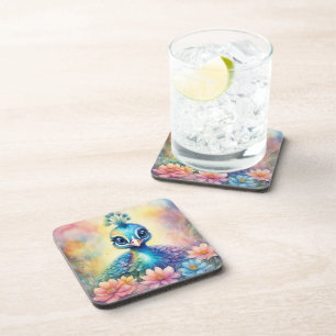 Rainbow Birds Peacock 1 Coaster