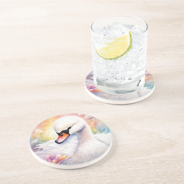 Rainbow Birds Swan 3 Coaster (Side)