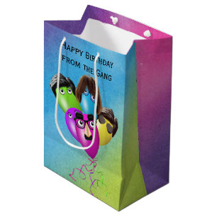 Rainbow Birthday Balloons Characters  Medium Gift Bag