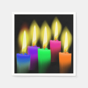 Rainbow Birthday Candles On Black Napkin