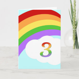 Rainbow Birthday Card For 3 Year Old