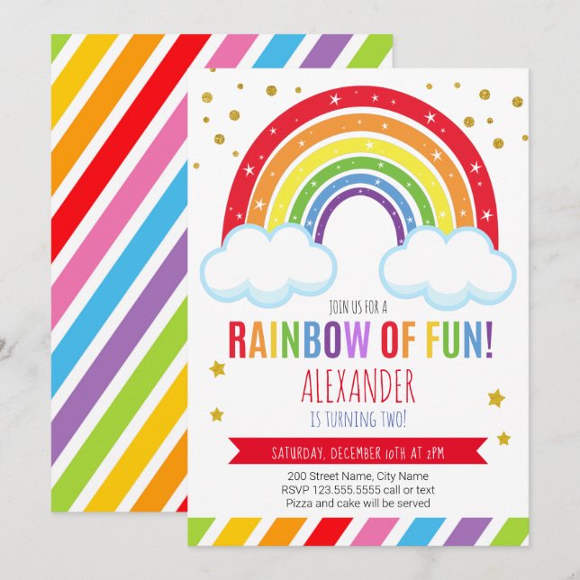 Rainbow Birthday Invitation (Front/Back)