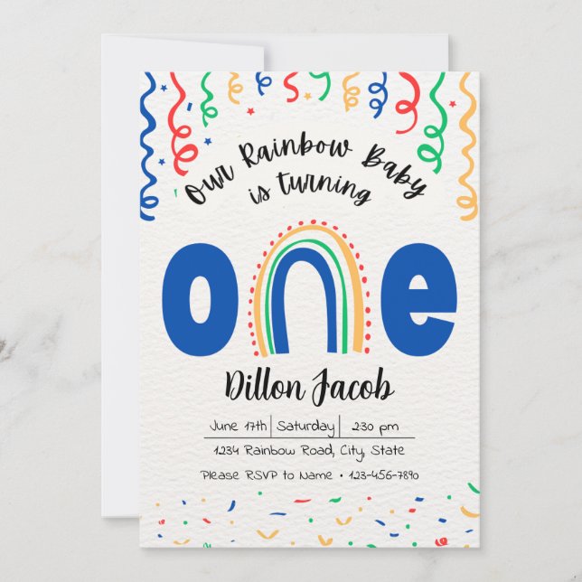 Rainbow Birthday Invitation (Front)