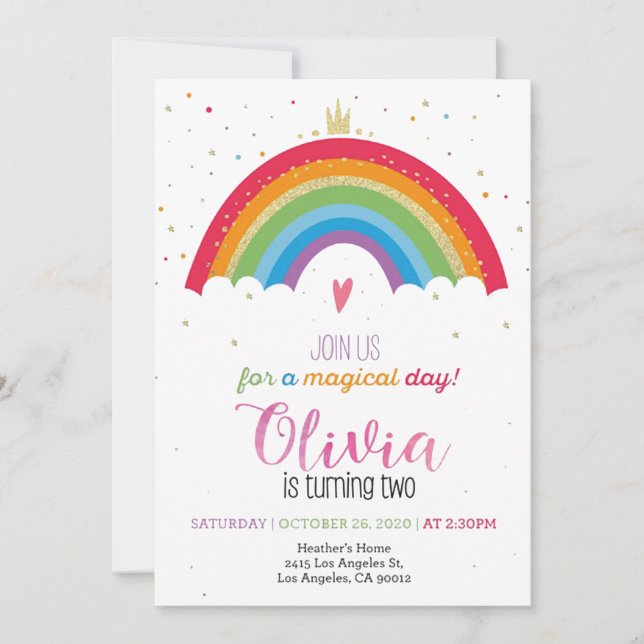 Rainbow Birthday Invitation  (Front)