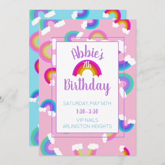 Rainbow Birthday Invitation (Front/Back)