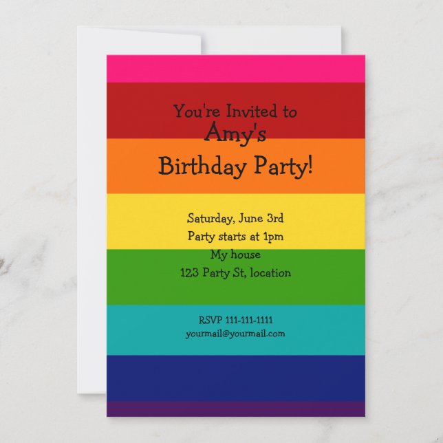 Rainbow birthday invitation (Front)