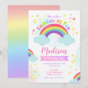 Rainbow Birthday Invitation, Rainbow of Fun Invitation