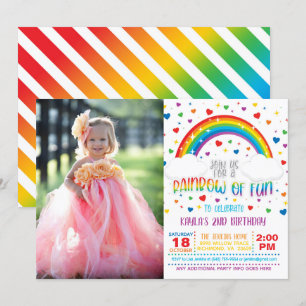Rainbow Birthday Invitation with Photo