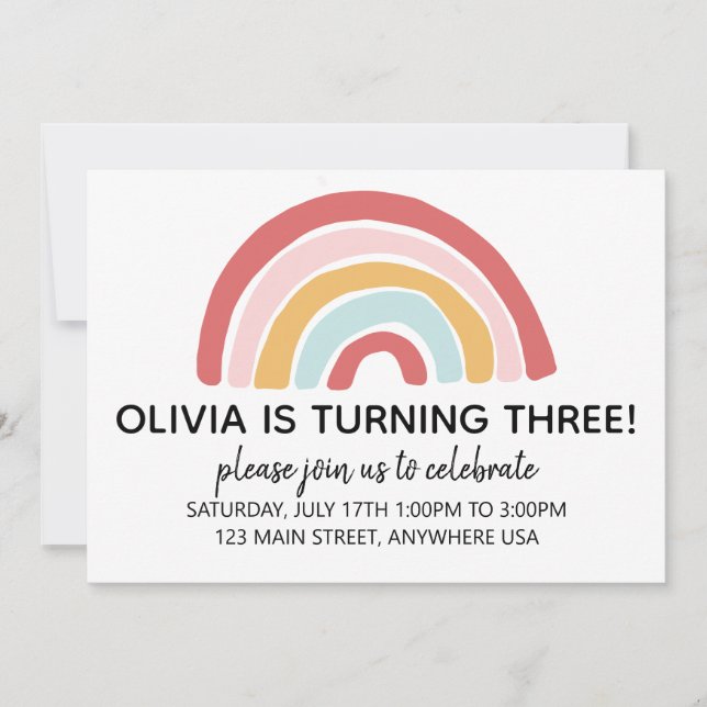 Rainbow Birthday Invite (Front)