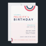 Rainbow Birthday Kids Pink Blue Teal Party Invitation<br><div class="desc">Celebrate your sweet one with this fun and modern party invitation featuring rainbows. In coral,  blue,  pink and teal - this invitation is perfect for spring and summertime celebrations. All text is customisable. Part of a collection from Parcel Studios.</div>