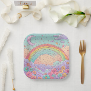 rainbow Birthday or Shower  Paper Plate