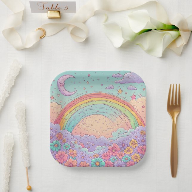 rainbow Birthday or Shower  Paper Plate (Wedding)