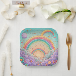 rainbow Birthday or Shower Paper Plate