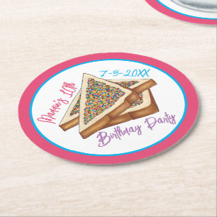 Rainbow Birthday Party Australian Fairy Bread Food Round Paper Coaster