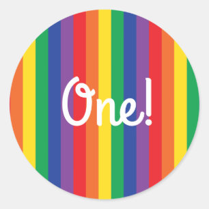 Rainbow Birthday Party Classic Round Sticker