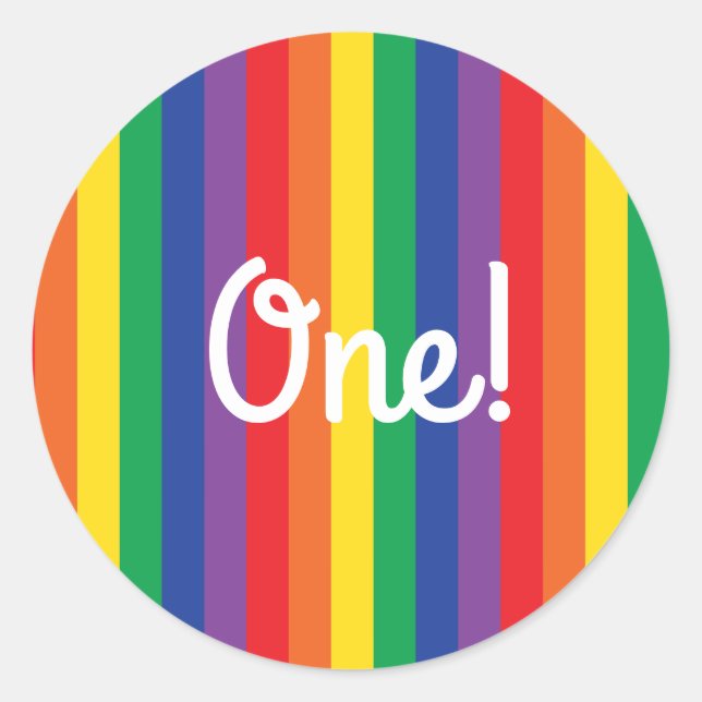 Rainbow Birthday Party Classic Round Sticker (Front)