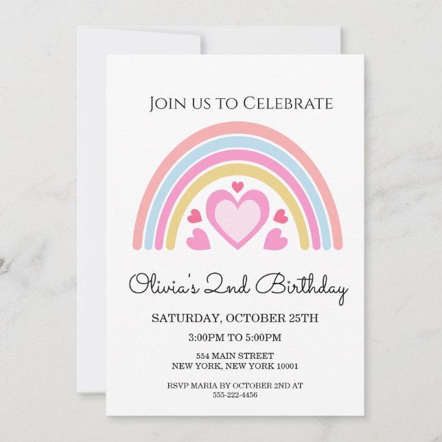 Rainbow Birthday Party Invitation (Front)