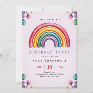 Rainbow Birthday Party Invitation – Colorful Kids 