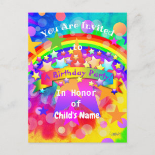 Rainbow Birthday Party Invitation Postcard HAMbyWG