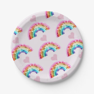  Rainbow Birthday Party Paper Plate