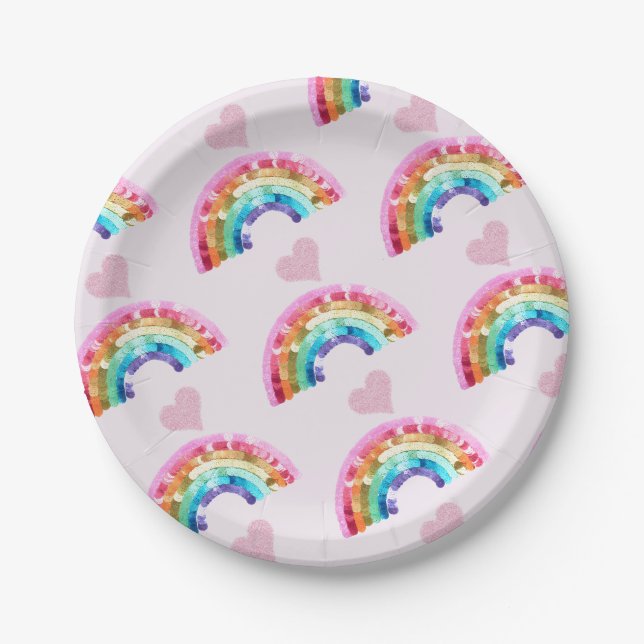  Rainbow Birthday Party Paper Plate (Front)