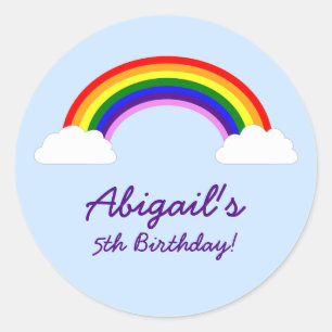 Rainbow Birthday Party Personalised Favour Classic Round Sticker