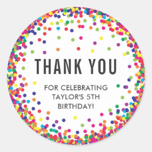 Rainbow Birthday Party Thank You Stickers