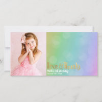 Rainbow Birthday Photo Love & Thanks Thank You