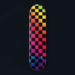 Rainbow & Black Checkers & Name or Text Skateboard<br><div class="desc">Stand out with this rainbow and black checkers print skateboard.  Complete with your name or text.</div>