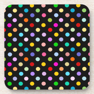 Rainbow Black Polka Dot pattern Coaster