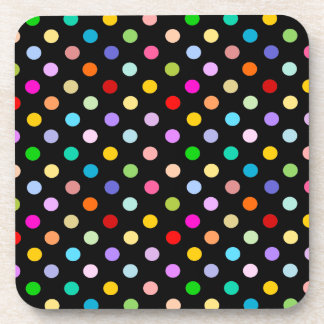 Rainbow Black Polka Dot pattern Coaster