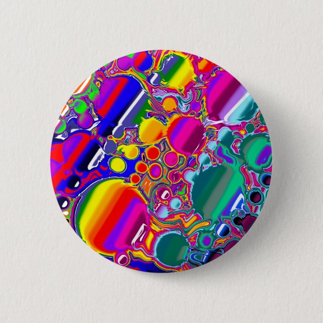 Rainbow Blast Abstract Art   6 Cm Round Badge (Front)
