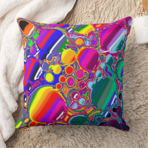 Rainbow Blast Abstract Art   Cushion