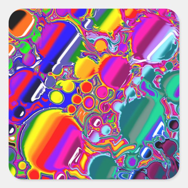Rainbow Blast Abstract Art   Square Sticker (Front)