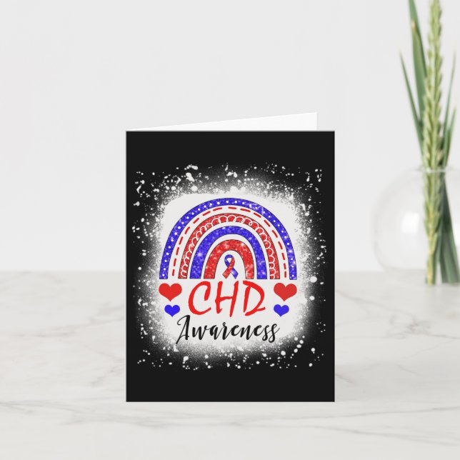 Rainbow Bleached Chd Congenital Heart Defect Aware Card (Front)