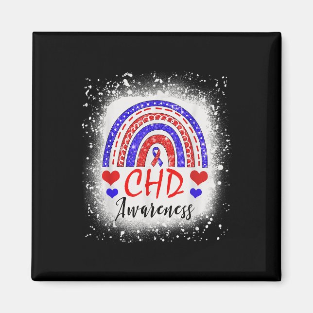 Rainbow Bleached Chd Congenital Heart Defect Aware Magnet (Front)