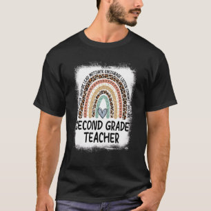 Rainbow Bleached Teach Love Inspire Team 2nd Grade T-Shirt