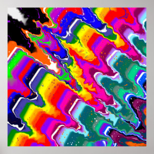 Rainbow Blip Abstract Digital Art   Poster