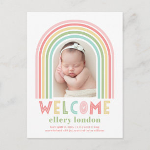 Rainbow Bliss Baby Birth Announcement Postcard