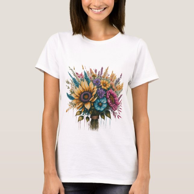 "Rainbow Blooms Bouquet" T-Shirt (Front)
