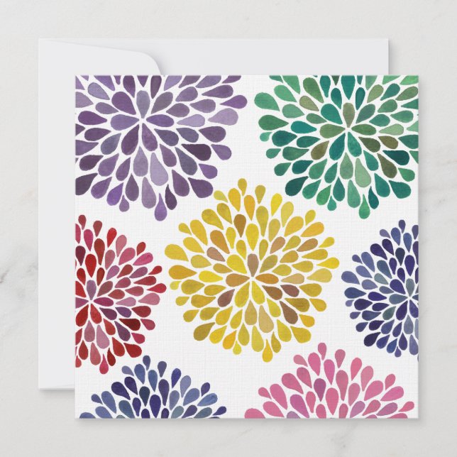 Rainbow Blossoms Blank Fill In Any Occasion Invite (Front)