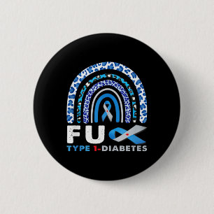 Rainbow Blue Grey Ribbon Fck Type 1 Diabetes Aware 6 Cm Round Badge
