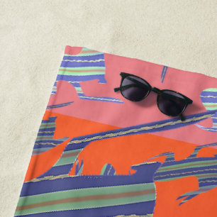 Rainbow Blue Kangaroo Beach Towel